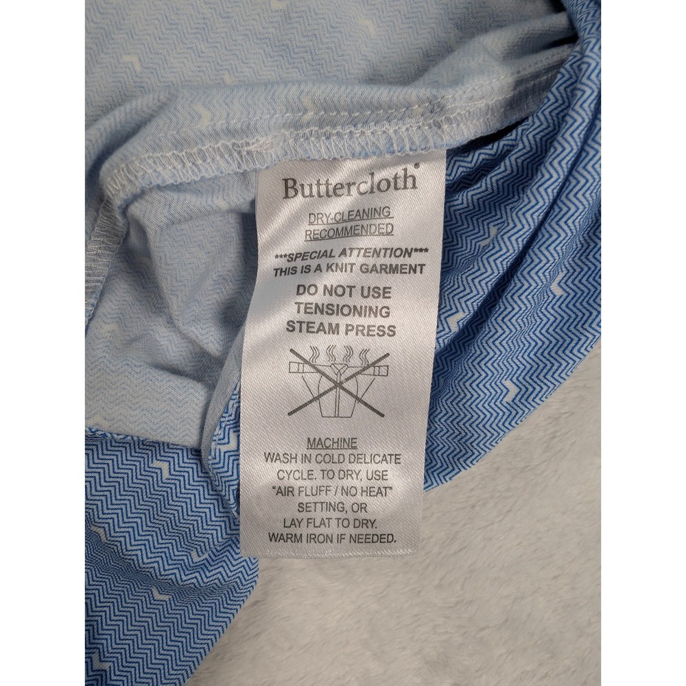 Buttercloth Icy Cotton Long Sleeve Shirt Mens 2XL Reg Fit Blue Geometric AOP - Picture 6 of 9